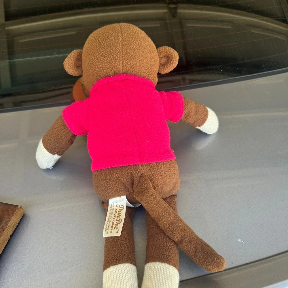 Dan Dee 2011 Sock Monkey Plush 16in Brown Pink Cupcake Fleece stuffed animal